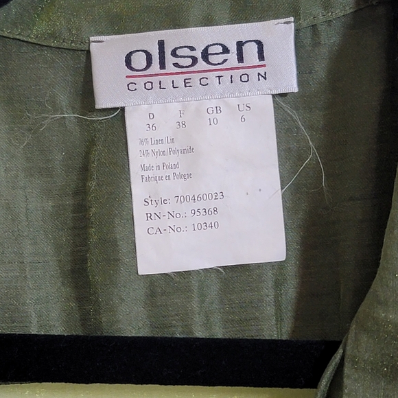 Olsen Blouse Linen Nylon Blend Striped Top Sparkly Shiny - Picture 2 of 12